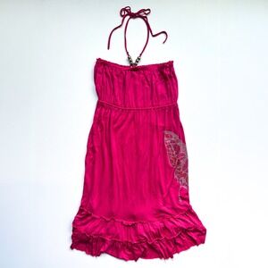Y2K Bedazzled Butterfly Halter Top Dress